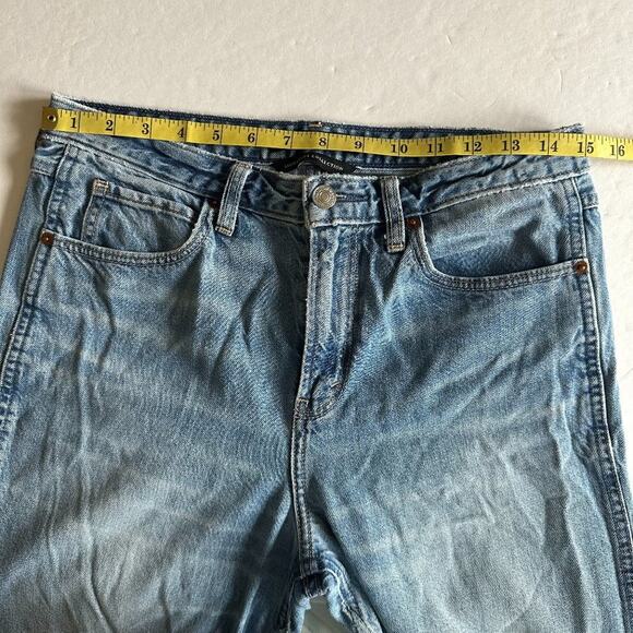 Abercrombie & Fitch Wide Leg Jeans Cropped Raw Hem Two Tone Women’s 27 Boho - Picture 16 of 16